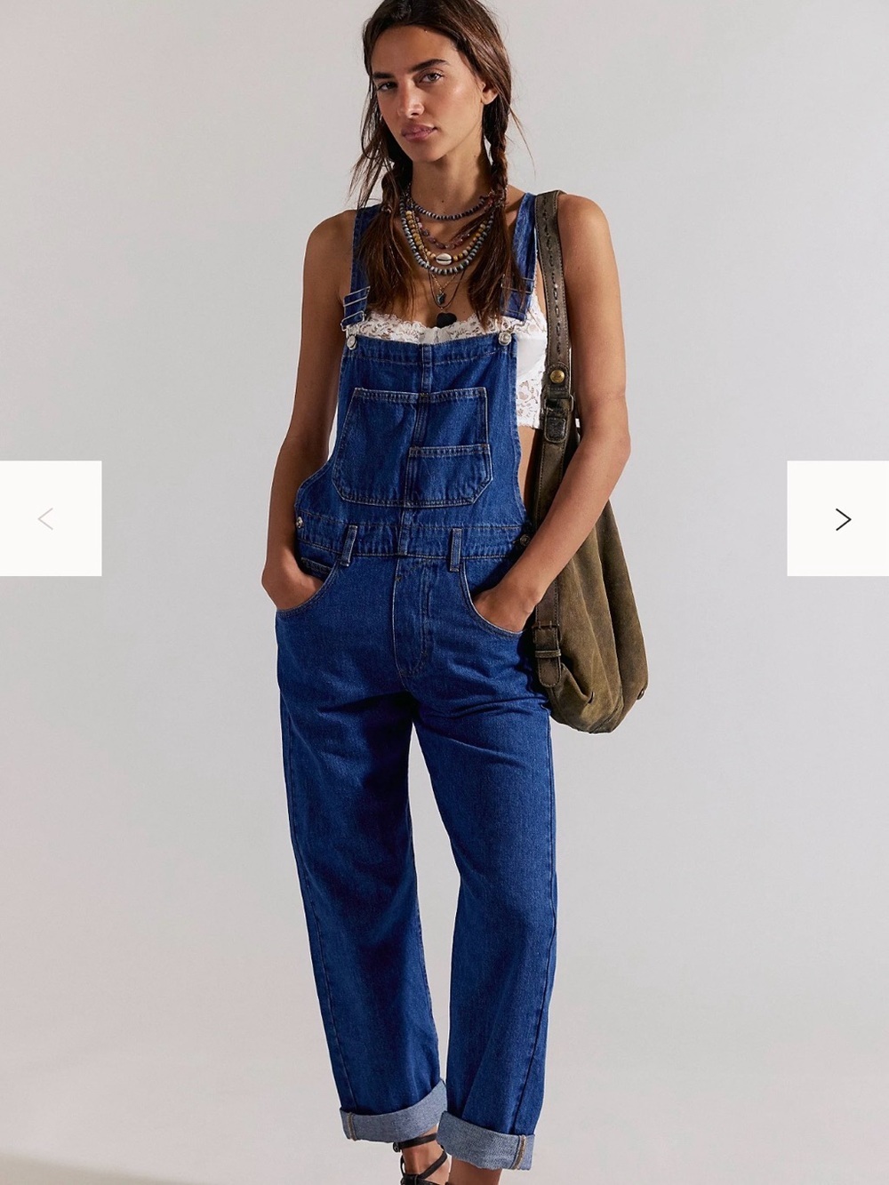Free People We The Free Ziggy Denim Overalls XL Color: Sapphire Blue NWT